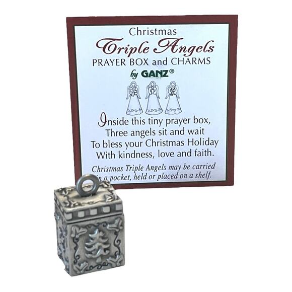 NEW Christmas Triple Angels Trinket PRAYER BOX & CHARMS Pendant Ornament by Ganz - Picture 4 of 15